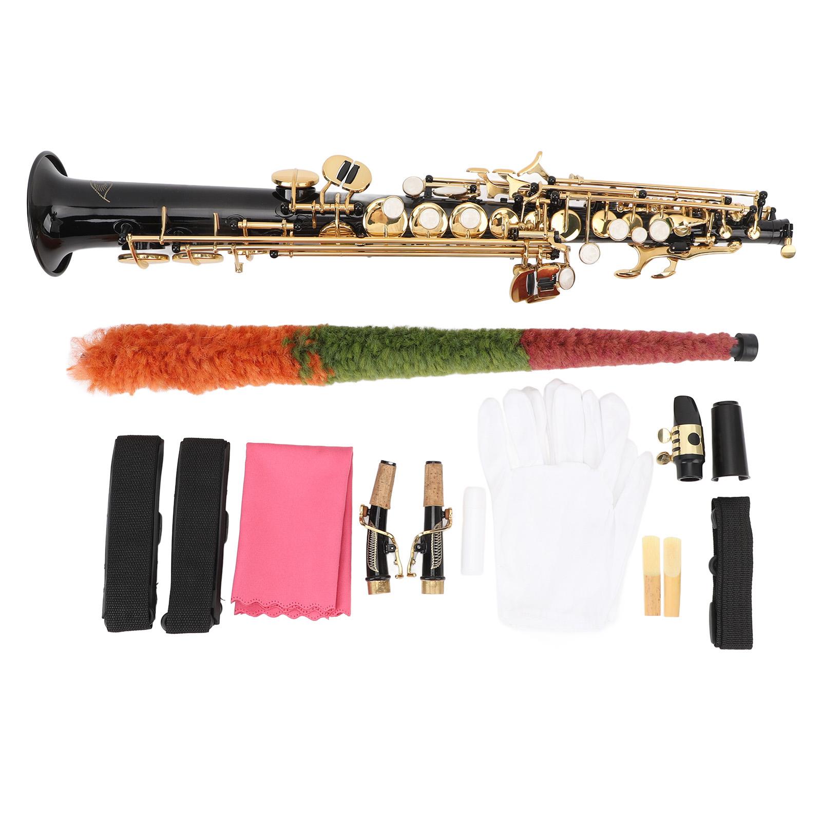 Саксофон-сопрано Bb, латунный, прямой, с мундштуком и двойным изогнутым шейкой