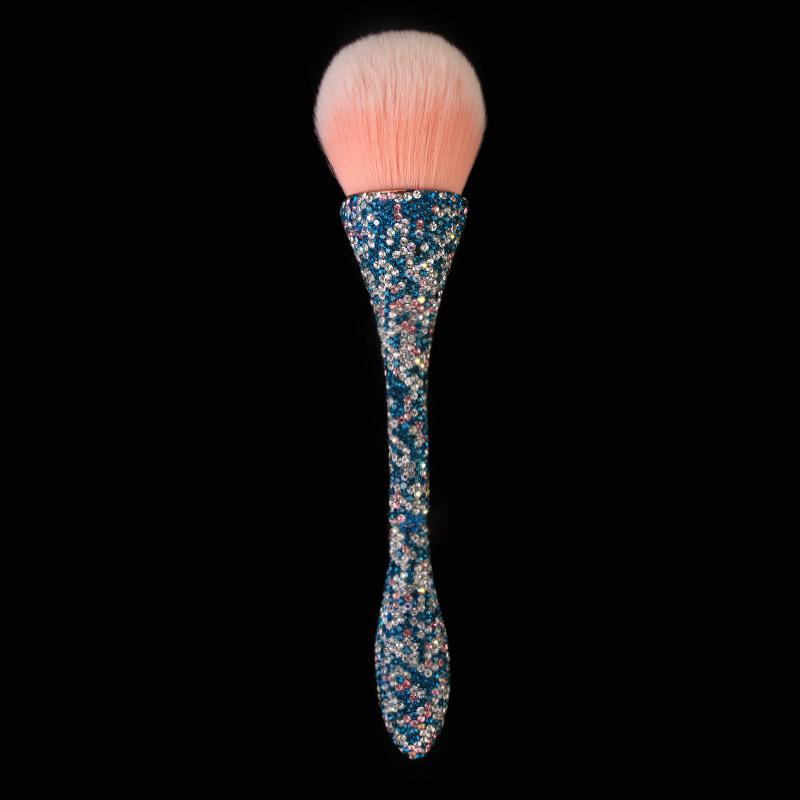 Diamond-Inlaid Handle Loose Powder Brush with High-Footed Cup for Blush & Makeup Setting