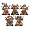 Retro Cartoon Style Ornaments 2/3Pcs Christmas Highland Cow Wooden Tabletop Sign, 2D Flat Yak Indoor Holiday Scene Decorations Figurine Ornament with