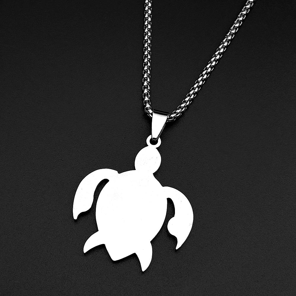 Bohemian Polynesian Tribal Totem Sea Turtle Pendant Necklace For Women Men Stainless Steel Gold Silver Color Animal Jewelry Gift