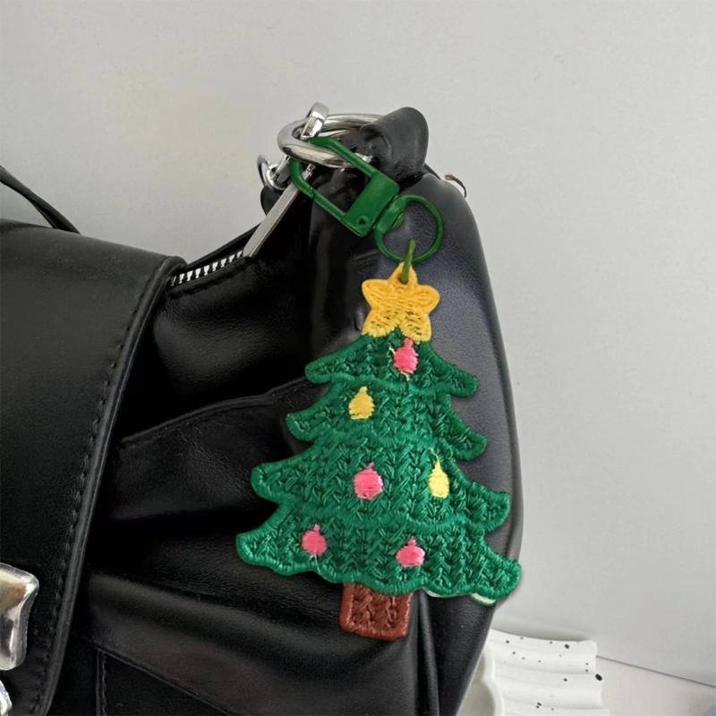 Festives Plush Decorations Chirstmas Tree Shape Hanging Weaving Pendants for Christmas Tree Keychain Backpack