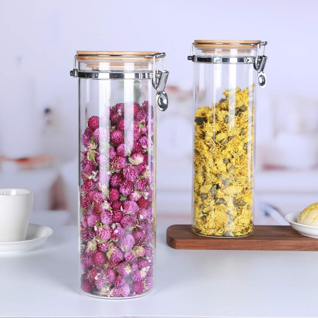 KKC Airtight Glass Pasta Container - Pasta Storage Container, Canister Glass Airtight Storage Jar, for Grains, Flour, Rice, Food Storage, Protein, etc