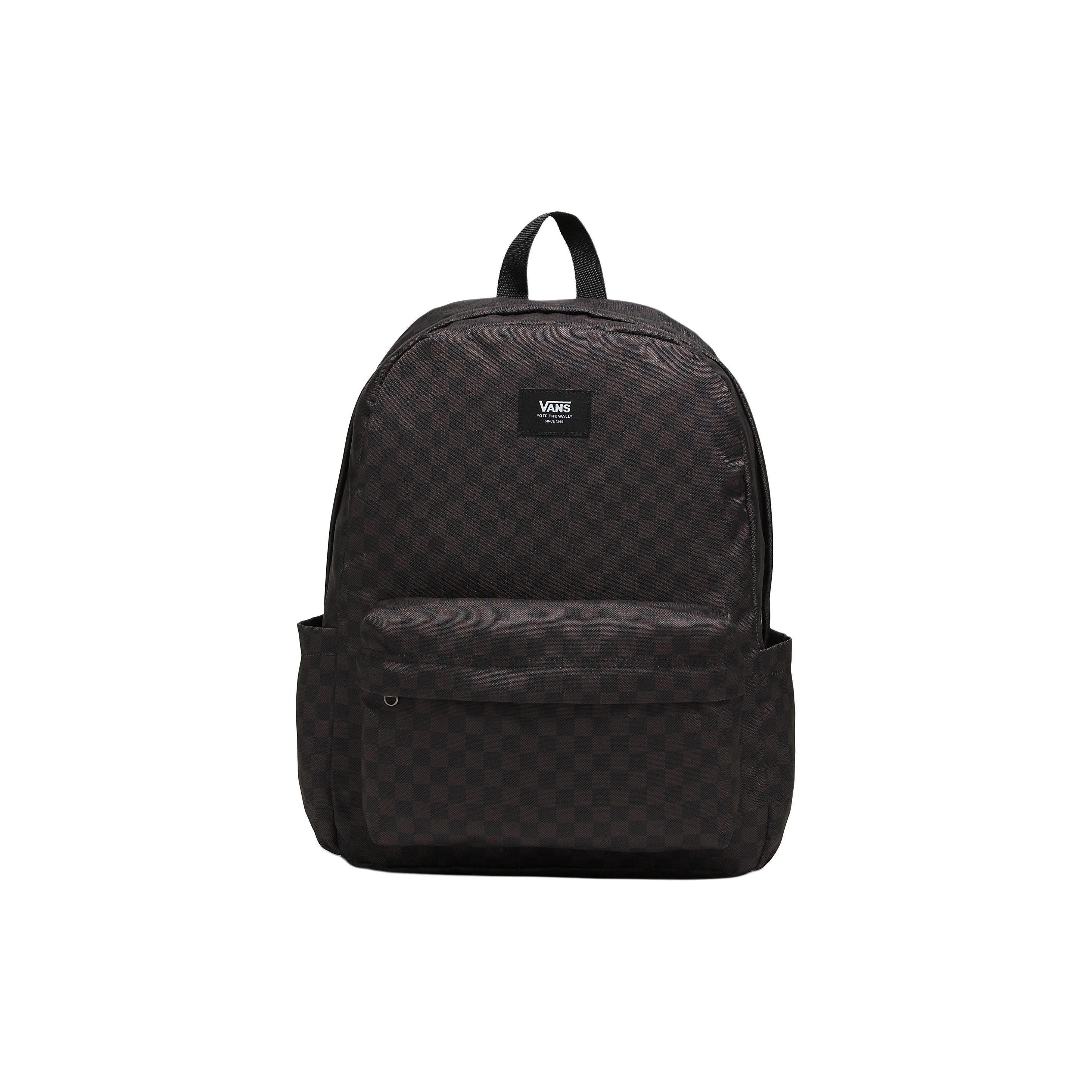 Vans Checkerboard Print Large Capacity Zipper Backpack Unisex Backpack Black Charcoal VN000H4XBA5 Black Charcoal