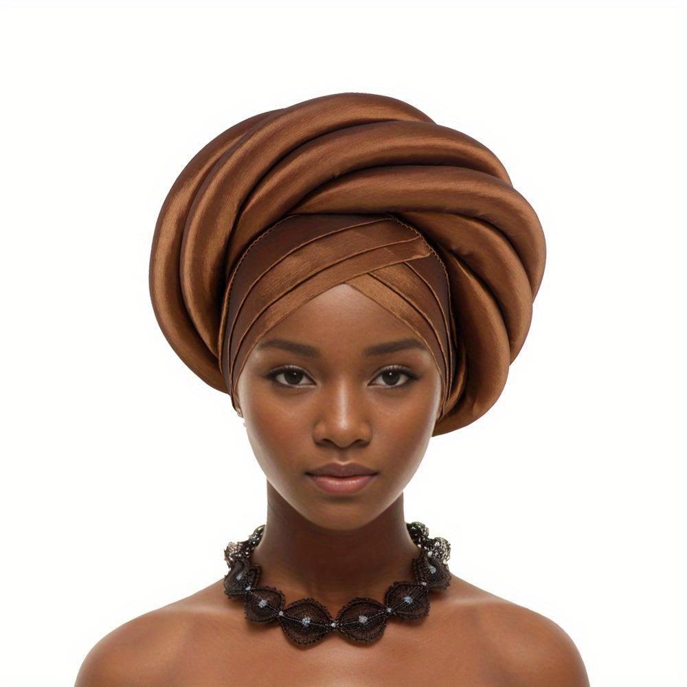 Turbante trenzado para mujer, pañuelo para la cabeza de seda cruda, sombrero, tocado de fiesta, turbante