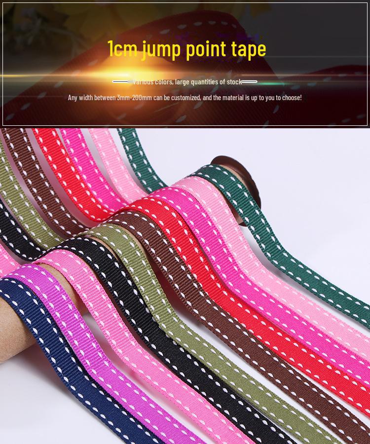 10mm DIY Double Row Ribbed Polyester Ribbon for Hair Accessories and Bows
