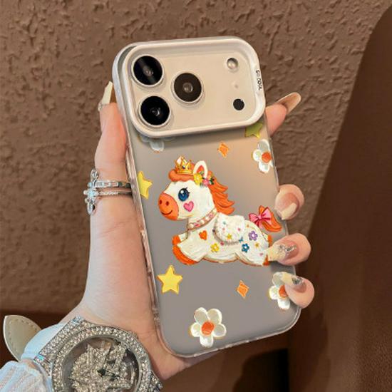 

Sweetheart Pony Apple Phone Case - Compatible with 14, 15 Pro Max, 17 Pro, 16, XS. Hard, Drop-Proof, Available in 11 Colors, Silver. iPhone 14 Plus