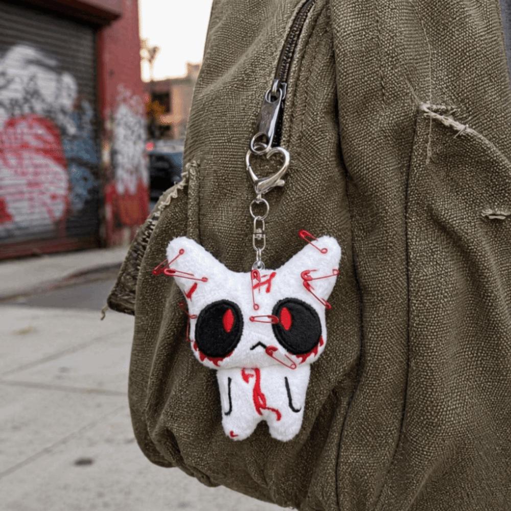 Unisex Dark Ghost Plush Keychain Creepy Bloody Halloween Bag Pendant Scary Accessories Cosplay