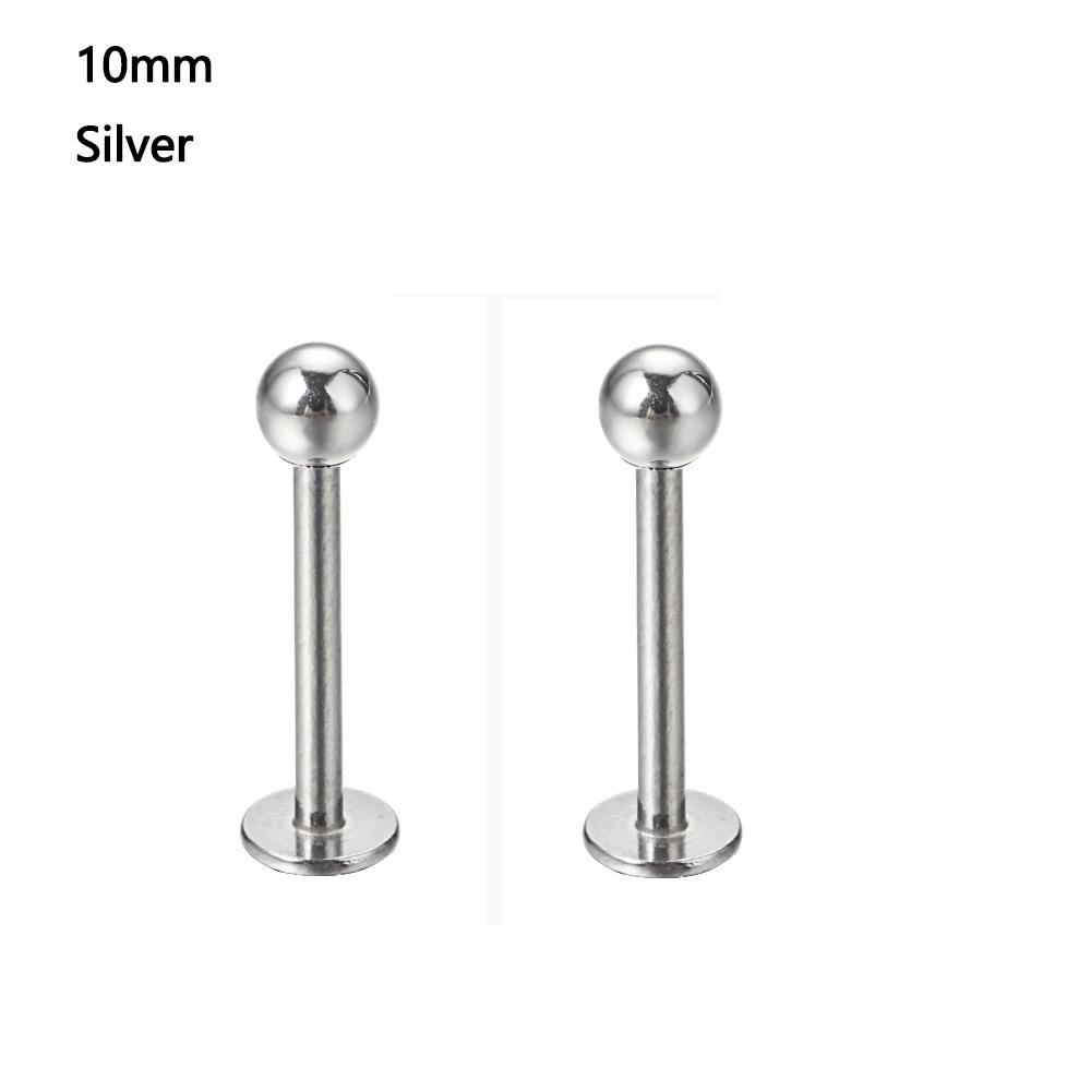 1Pair 6-12mm Tragus Ear Piercing Helix Bar Ball Stainless Steel Labret Lip Bar Rings Stud Cartilage Body Party Jewelry