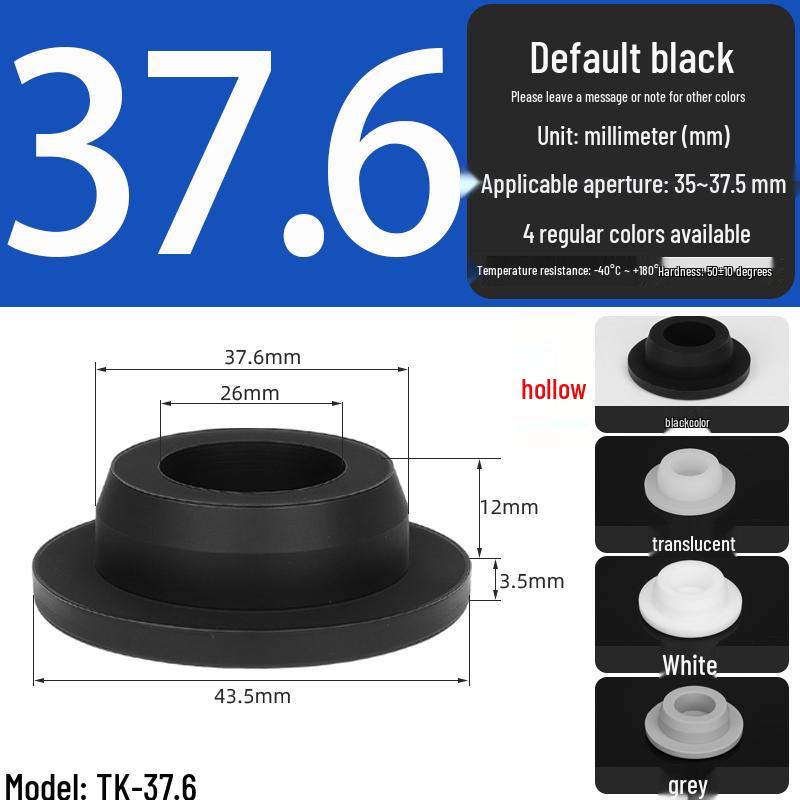Black High-Temperature Resistant T-Shaped Silicone Stopper - Round Hole Rubber Gasket & Shock-Absorbing Blind Plug