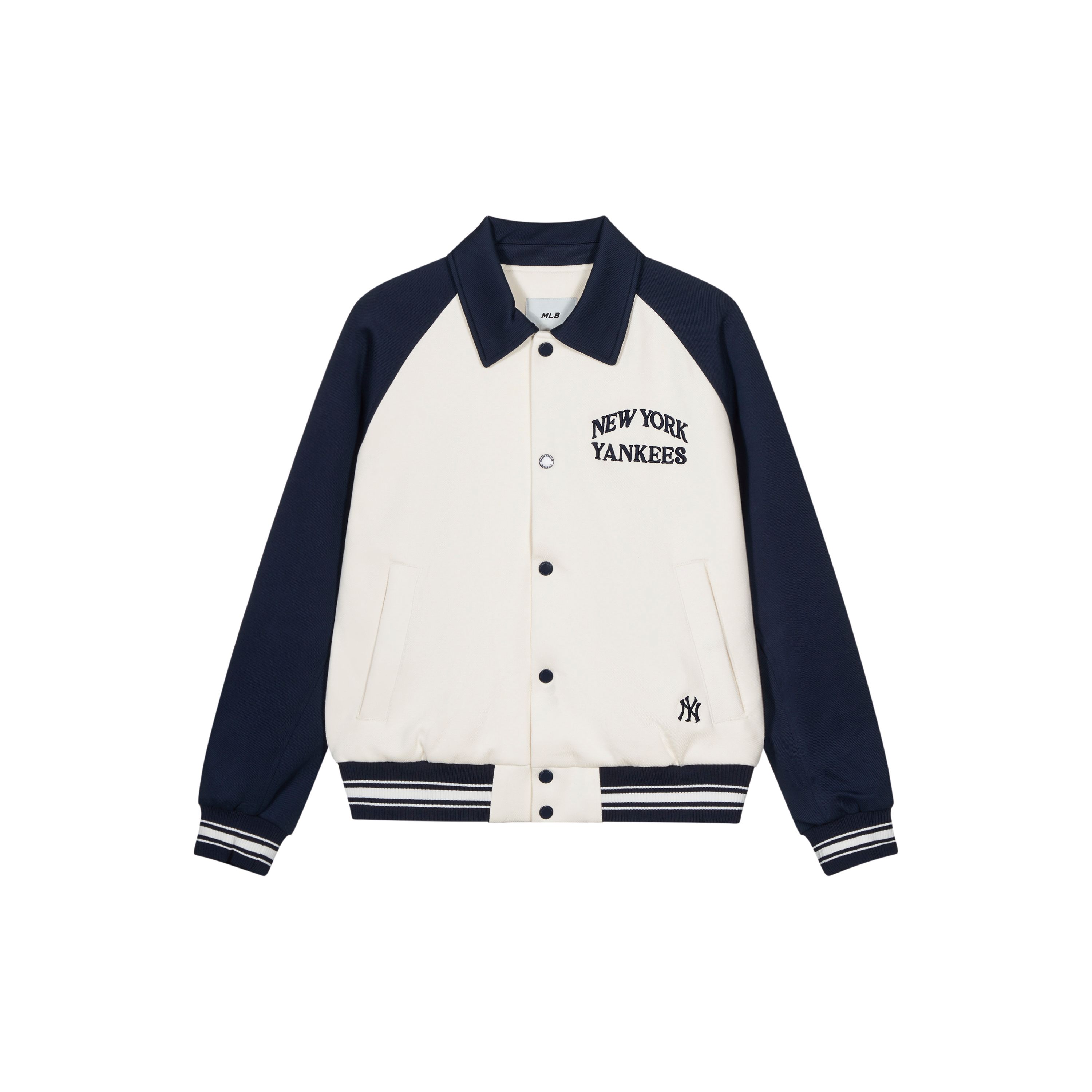MLB Buchsticken Polo Knopf Langarm Baseballjacke Unisex Jacken Dunkelblau 3AJPV1641-50NYD L