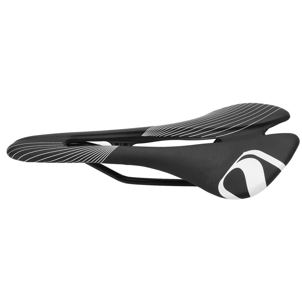 Saddle Waterproof Road Bike Cushion Breathable Hollow Cycling Racing Saddle(Black White )