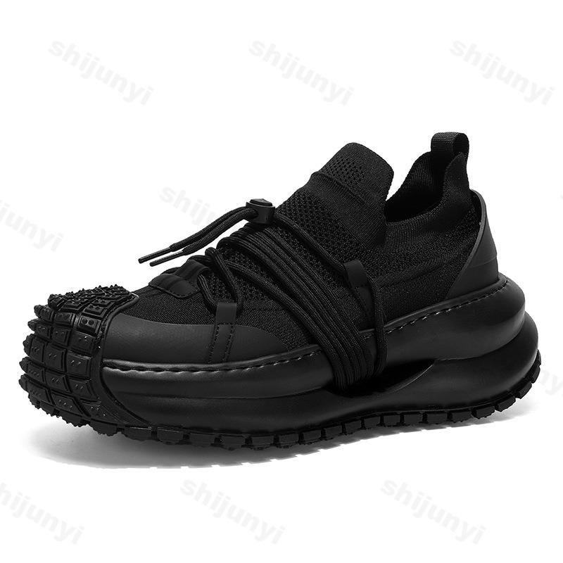 Mode Herrenschuhe 2025 Neu Frühling Atmungsaktives Mesh Fly Weave Dicke Sohle Höhenerhöhend Mode Rutschfest Lässig Sportliche Klobige Sneaker