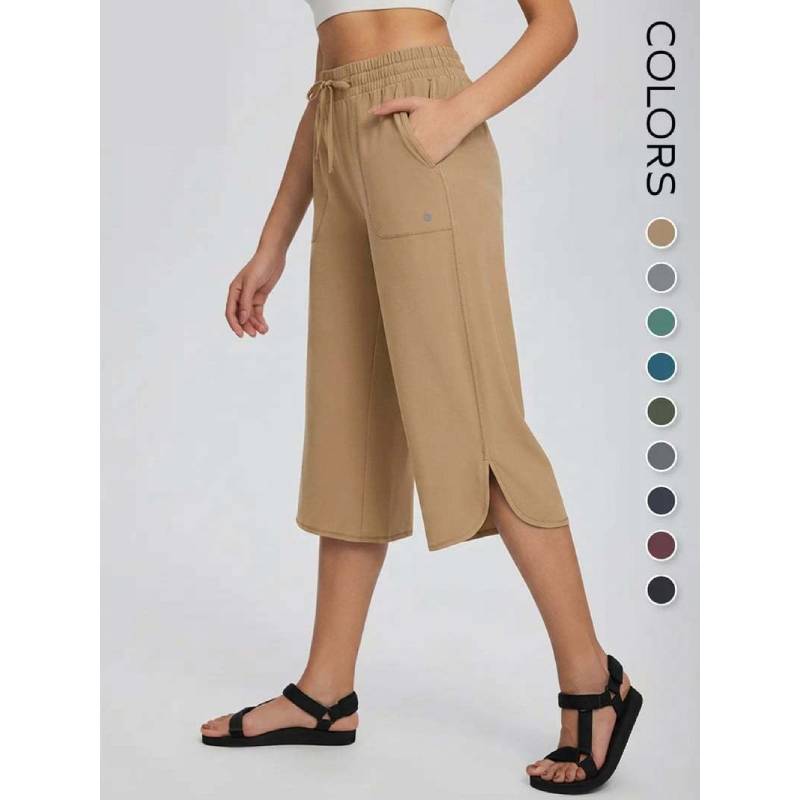 Summer Women Loose Fit Wide Leg Pants With Pockets For Casual Daily Wear