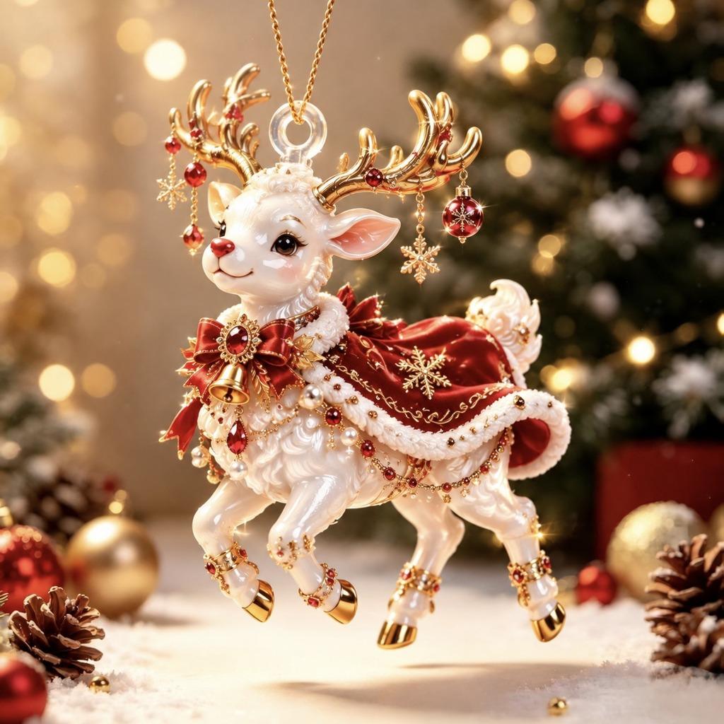 2D Acrylic Christmas Reindeer Hanging Ornament Fashion Ornament for Car Backpack Holiday Decoration For Holiday Home