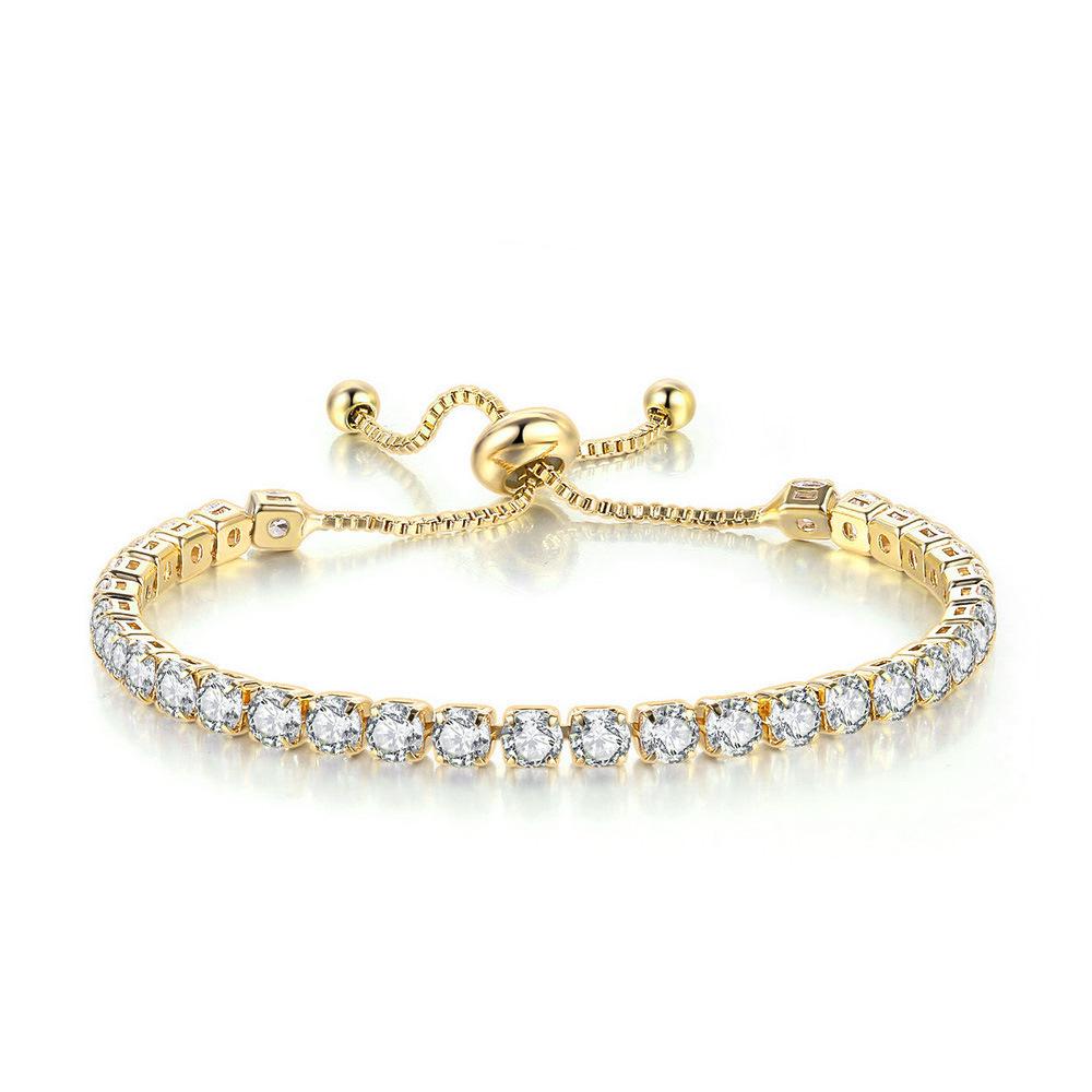 4mm Copper Inlaid Zircon Adjustable Crystal Tennis Bracelet for Women