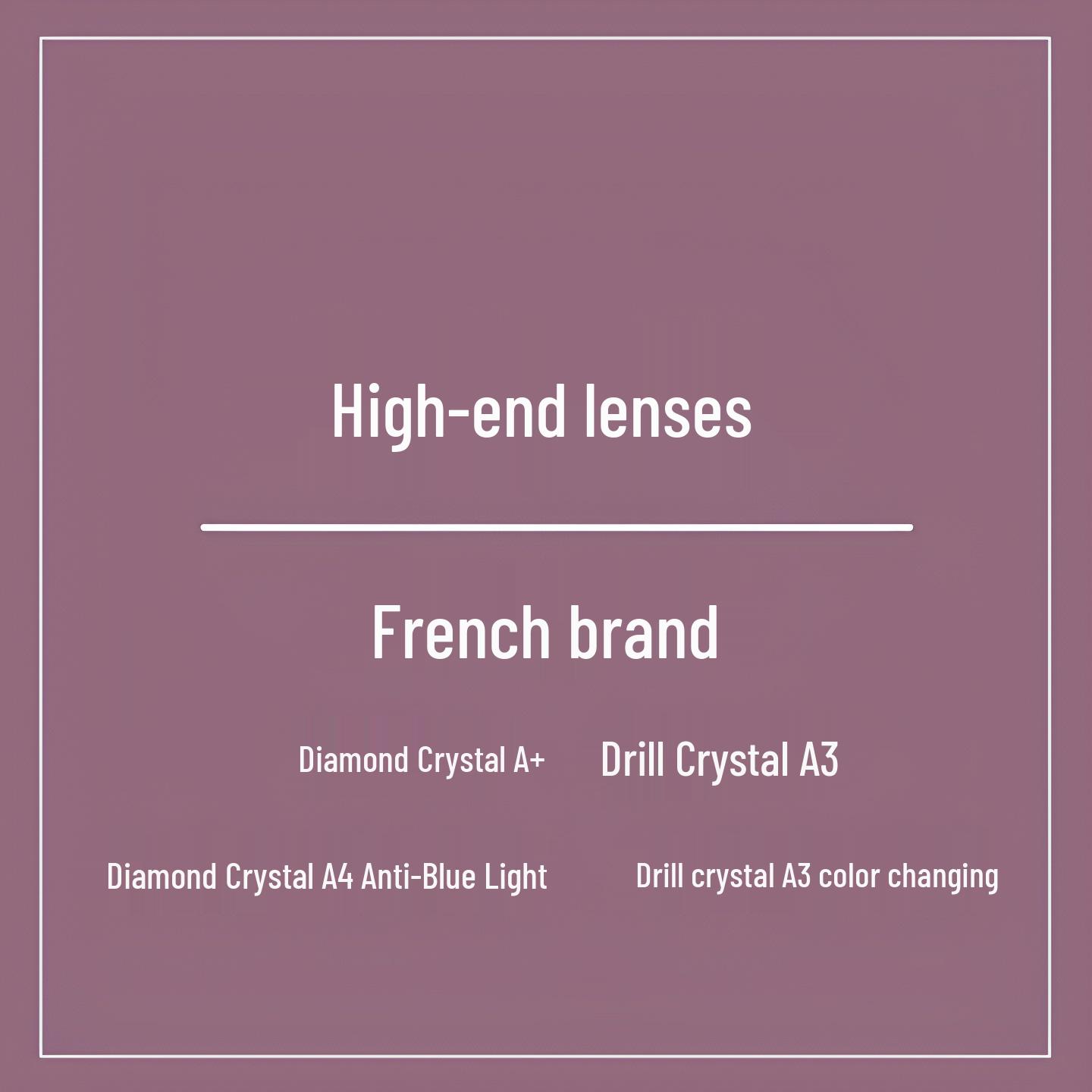

France High-End Diamond Crystal UV-Protected 1.56, 1.67 Myopia Lenses, Aspheric A+ A3 A4 1.56