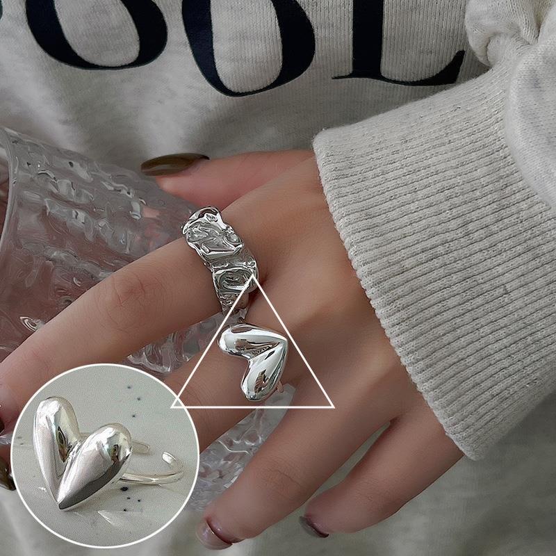 S925 Silver-Plated Creative Teardrop Ring for Women - European/American Open Design