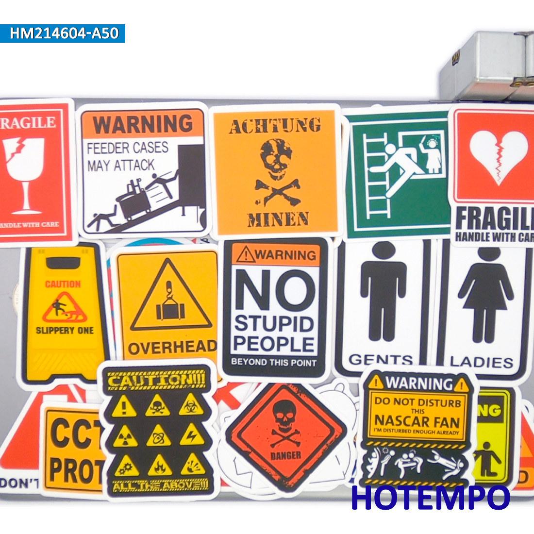Waarschuwingstickers Gevaarsborden Stop Symbool Gemengde Voorzichtigheid Slogan Tips Voor Doe-het-zelf Creatieve Decoratie Grappige Sticker 203050 Stuks