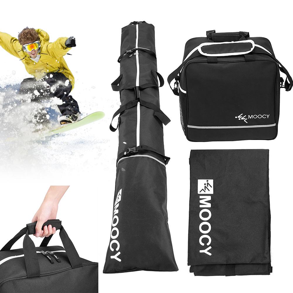 2Pcs Ski Storage Bag & Boot Bag Set Waterproof Ski Organizer Carrying Bag Handle Protective Ski Bag For Skiing Travel Men Women