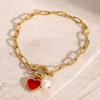 Women's Adjustable Stainless Steel Bracelet with Heart Pendant Oil Drop Designs Fashion Jewelry Statement Pieces