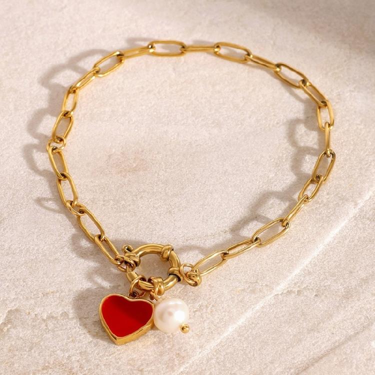 Women's Adjustable Stainless Steel Bracelet with Heart Pendant Oil Drop Designs Fashion Jewelry Statement Pieces