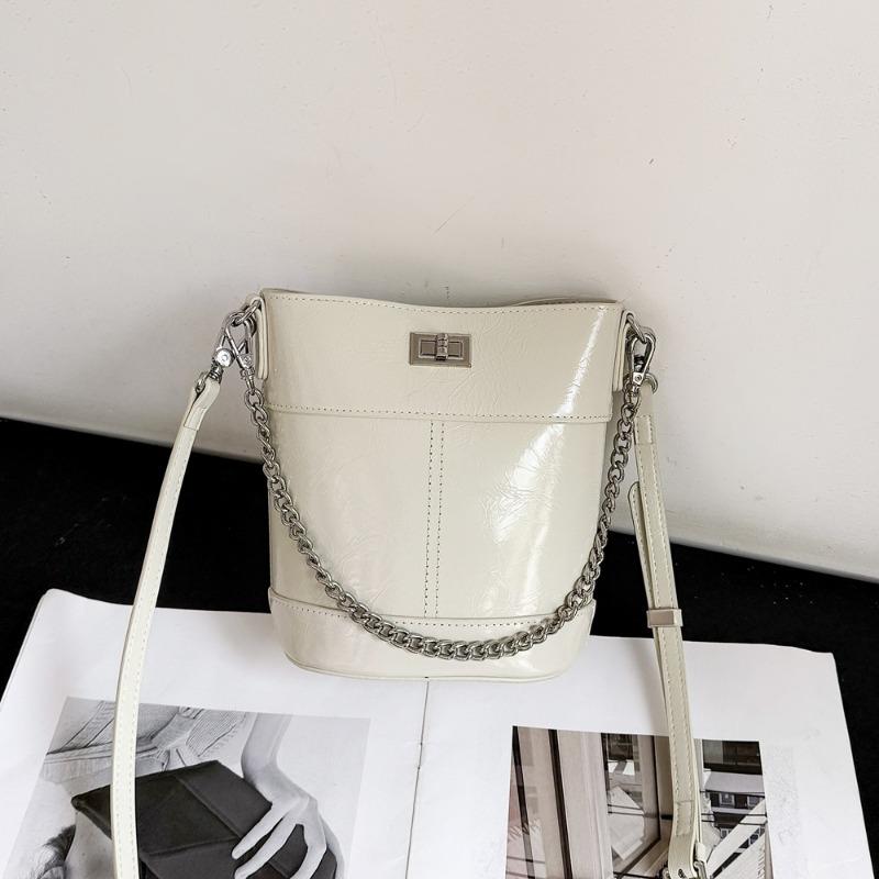 Retro Ketten-Eimer Tasche Echte Leder Damen Tasche Vielseitige Einzel-Schulter Crossbody Tasche
