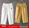 Women's Plus Size Cotton Linen Capri Pants - Elastic Waist, Loose Fit, Small Leg, Versatile Casual Summer Harem Style