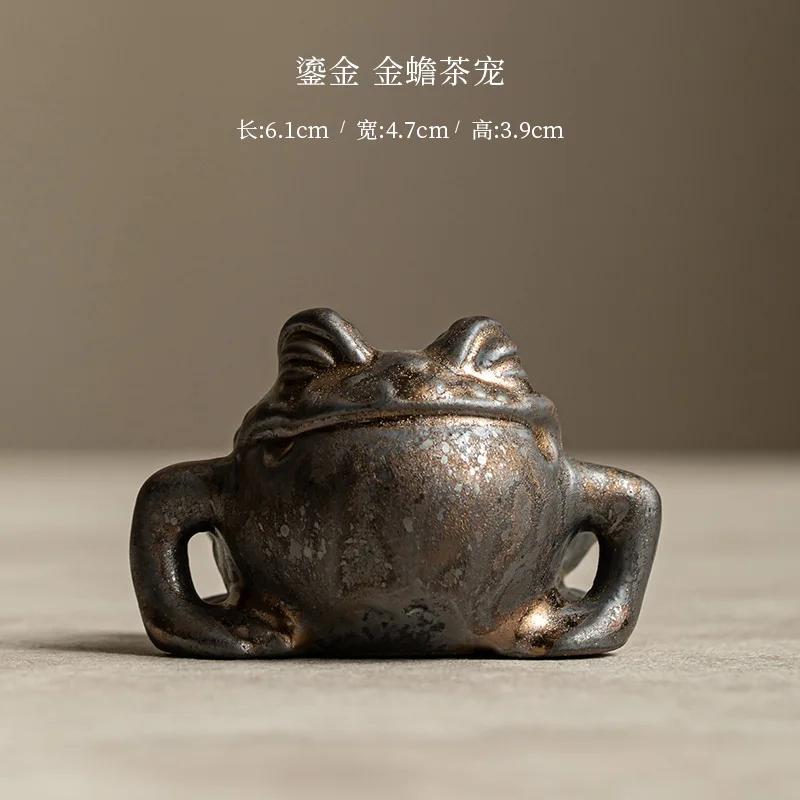 

Golden Toad Tea Pet Lucky Tea Set Tea Table Tea Pet Ornament Gilded Boutique Zen Tea Ceremony Tea Table Decoration 61MMx47MMx39MM