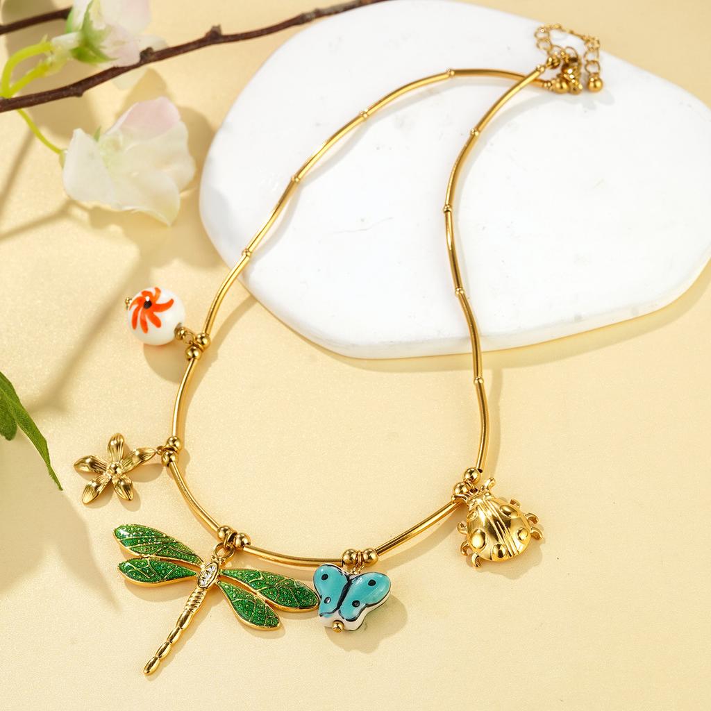 European and American stainless steel flower butterfly bracelet fashion summer beach wind shell conch niche necklace jewelry
