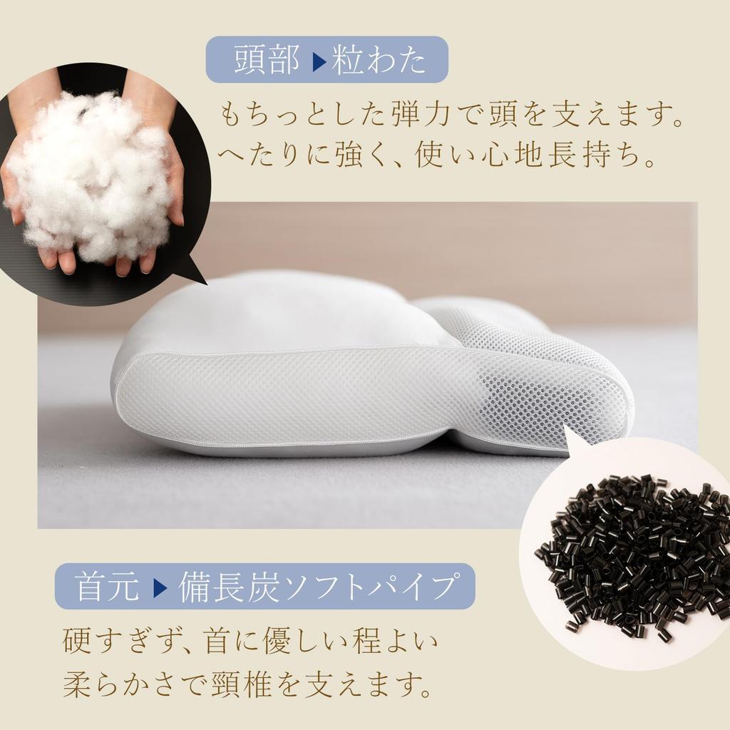 Sylphys Cervical Pillow, Pipe Design, Supports Straight Neck, Adjustable Height, Washable, Deodorizing, Comfortable Sleep Pillow, 35x50cm