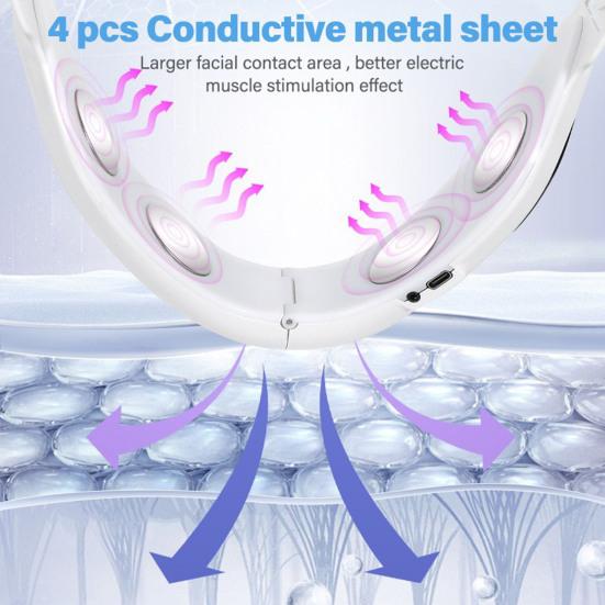 Electric Double Chin Machine V-Face Slimming Device 8 Modes 15 Intensities Rechargeable Face Massager Chin Coverage Beauty Device for Women