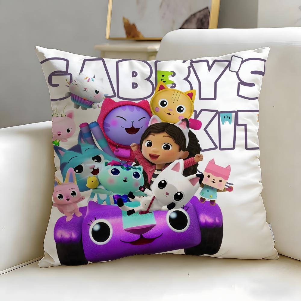 Classic Cartoon Gabby's Dollhouse Cushion Cover Soft & Easy-Wash Pillow Case – Versatile for Couch, Bed, Travel and Office