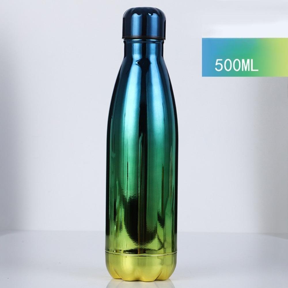 500ml Electroplated Gradient 304 Stainless Steel Water Bottle, UV Plating Cola Shape Vacuum Insulated Sports Flask