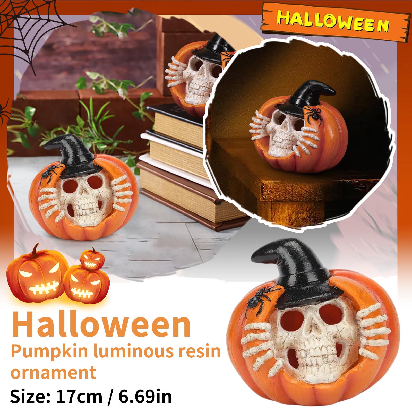 

Хэллоуин Тыква Фестиваль Ужасов Светящаяся Смола Ремесло Украшение Креативное Украшение One Size