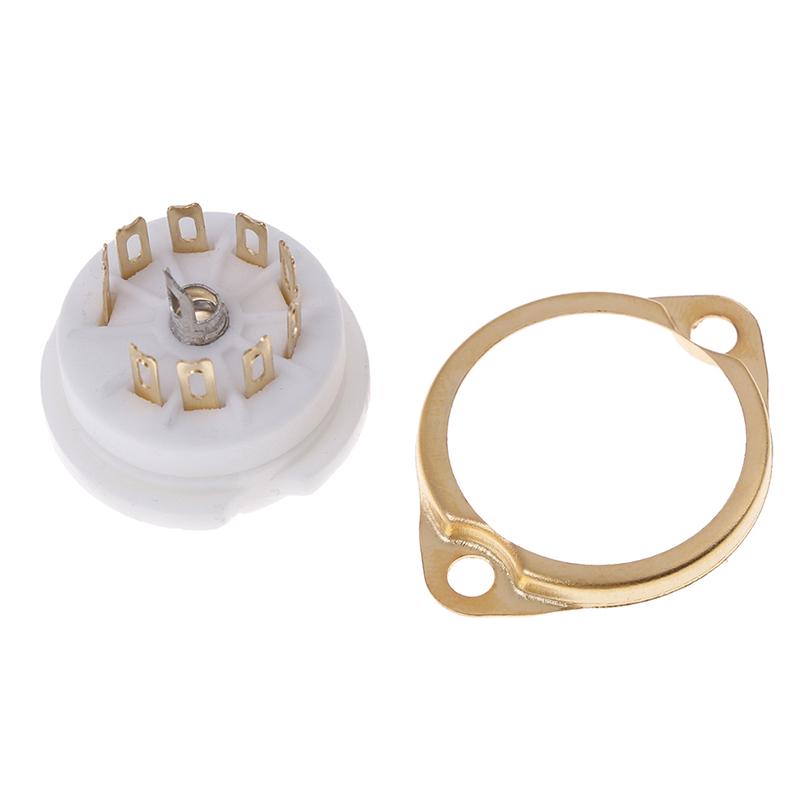 1Pc Chassis Mount 9Pin Ceramic Tube Socket For El84 Ecc82 6922 12Ax7