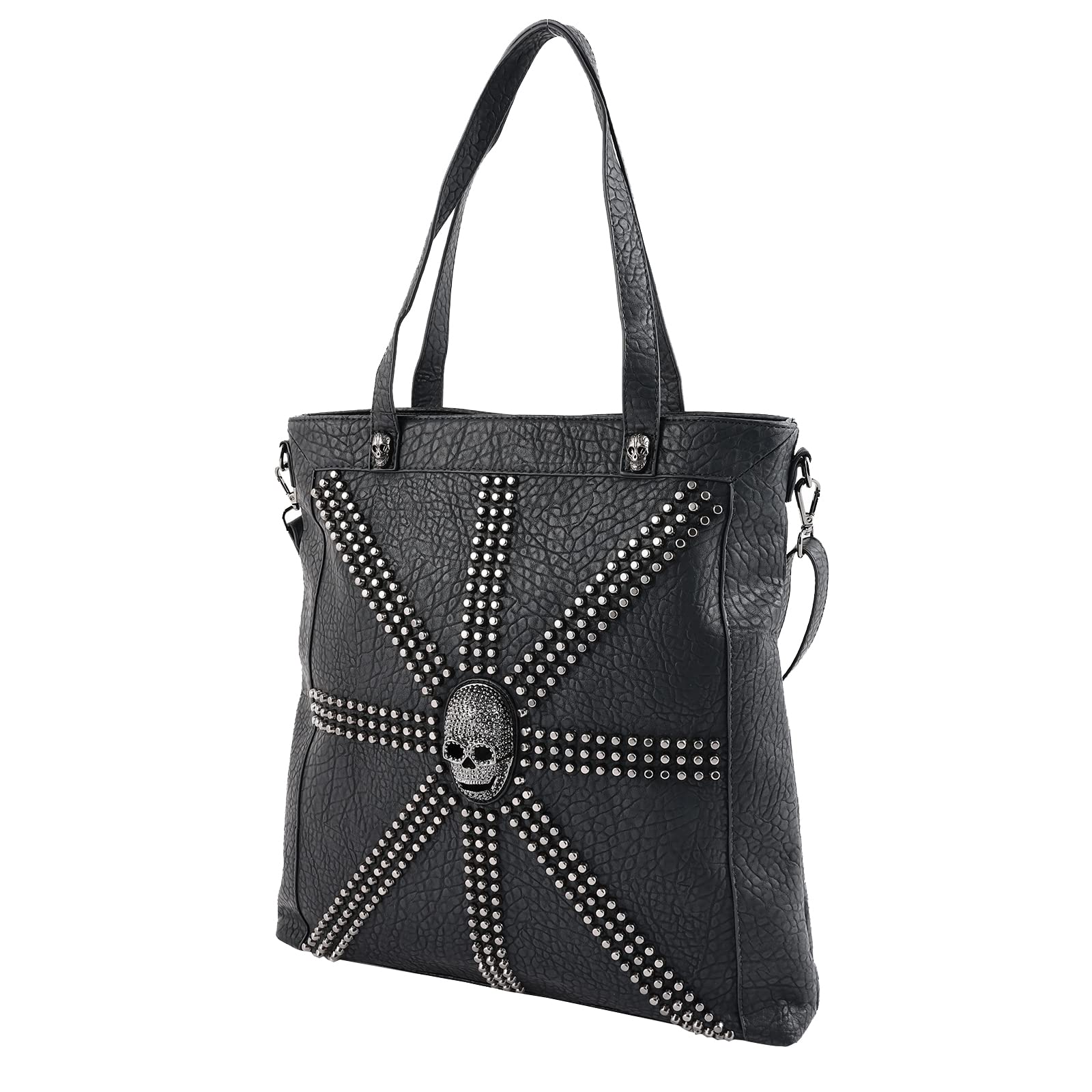 

EVERSOUL Tote Bag Shoulder Bag Skull Gothic Studs 2-Way Rock Bag Unisex