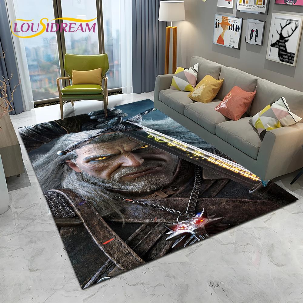 3D W-Witcher Games Gamer TV Cartoon Carpet Rug for Home Living Room Bedroom Sofa Doormat Decor,kids Area Rug Non-slip Floor Mat