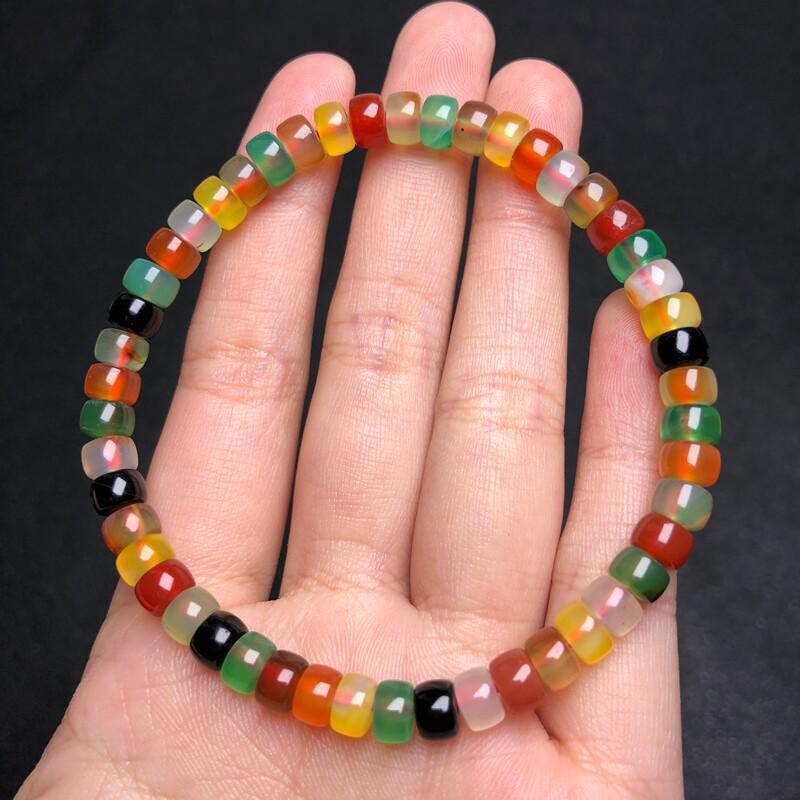 Colorful Agate Spacer Beads - Thick Single Strand Wenwan Hand Beads for DIY Jewelry Accessories