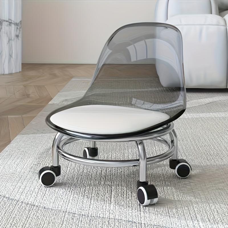 Moderner Acryl-Hocker mit Universalrädern - Multifunktionaler niedriger Stuhl mit 360° freier Drehung - Kein Lebensmittelkontakt, Manuell