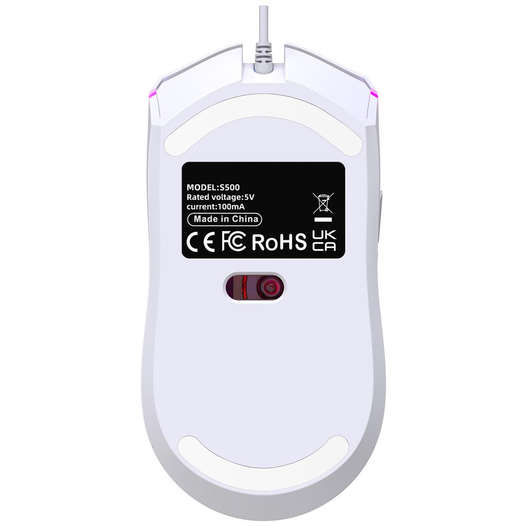 Wired Mouse Hollow Design with 6400DPI Colorful Backlit Ergonomic for Gaming and Working S500 Black