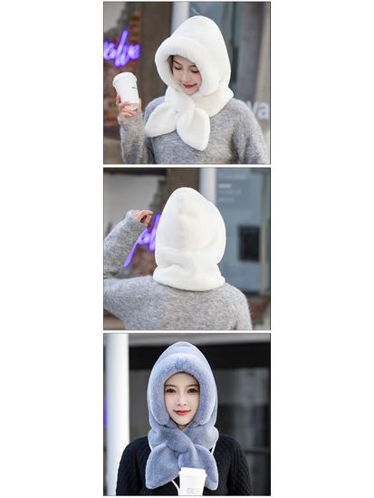 Women's Plus Velvet Thickened Winter Hat & Scarf Set with Ear Protection - Plush Warm Neck Warmer for Cycling