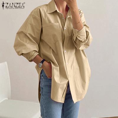 Womens Casual Turn Down Collar Long Sleeve Blouse Shirts