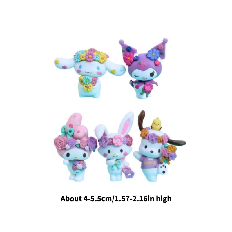 Набор из 5 красивых фигурок Мелоди в цветочных коронах из ПВХ 4-5,5 см, Коллекционные, Подарки, Украшения