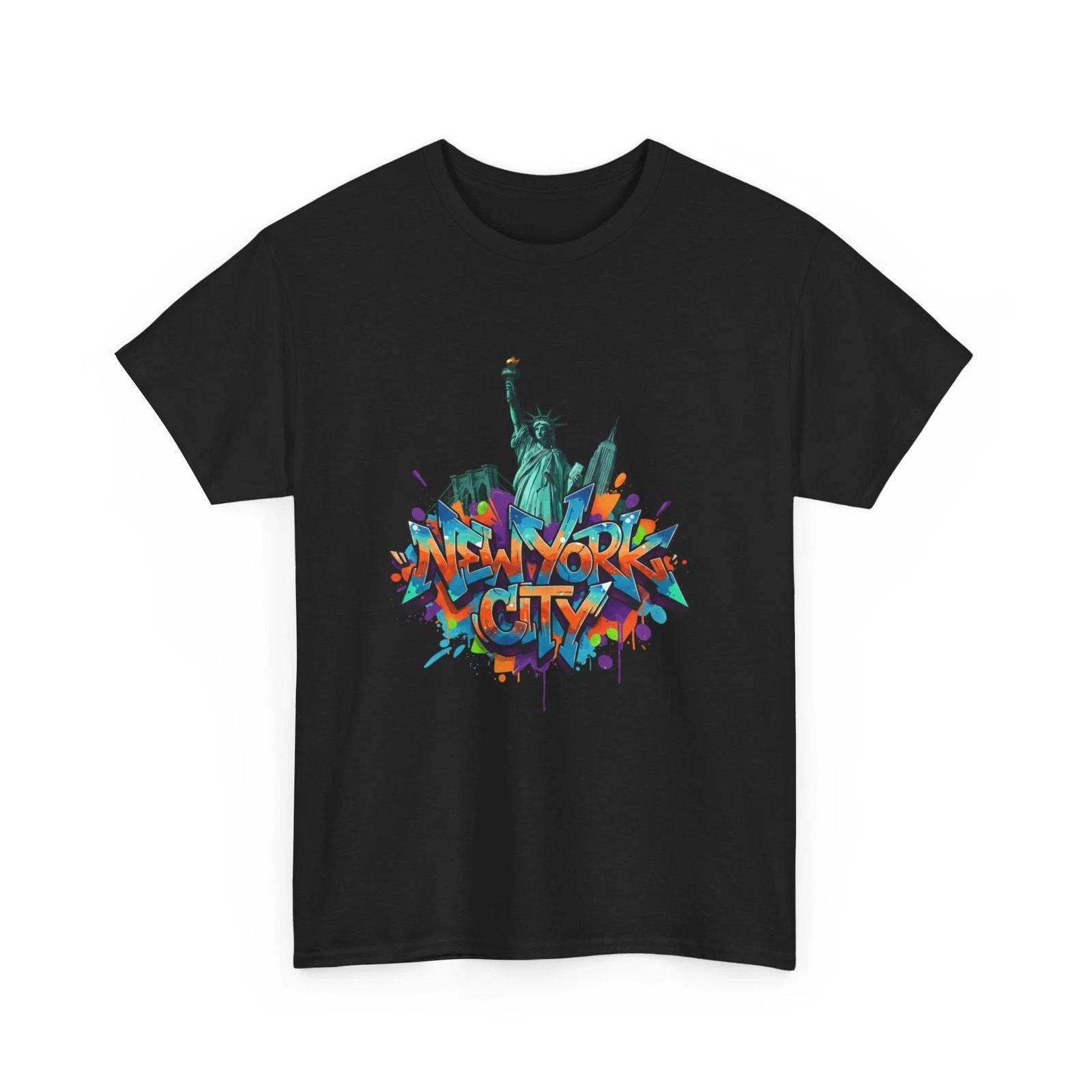 New York City Graffiti Statue of Liberty T-Shirt | Cool Urban Skyline Cotton Tee S