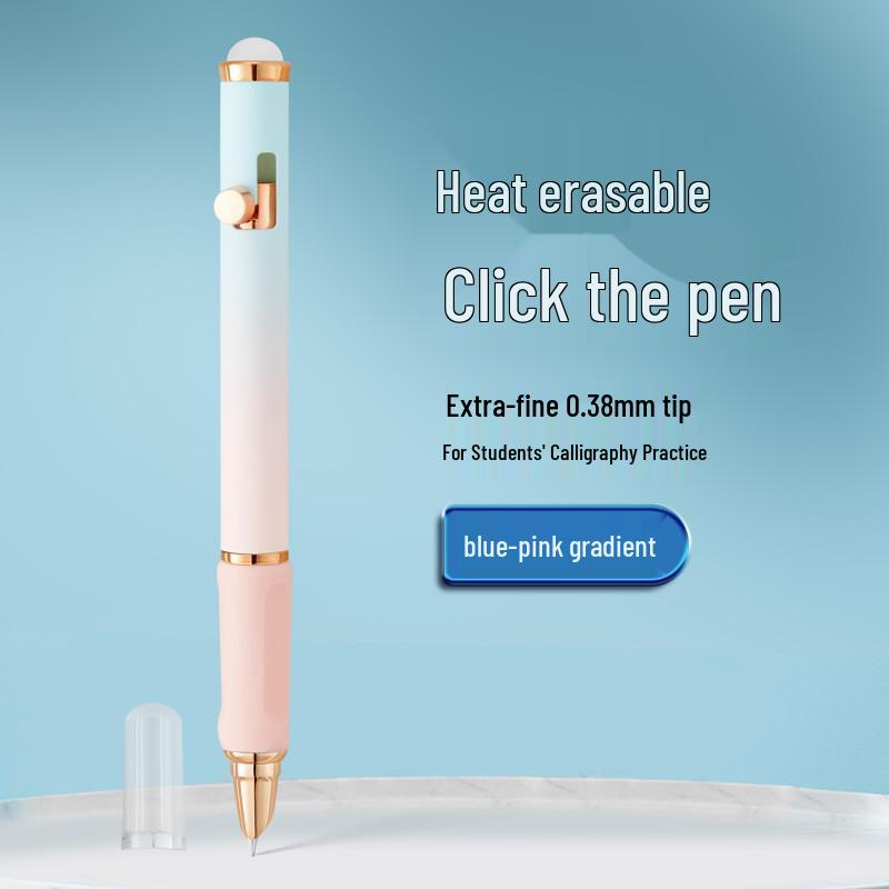 Blue Erasable Fountain Pen for Students with Refillable Heat-Erase Ink and Eraser, Ideal for Writing Practice