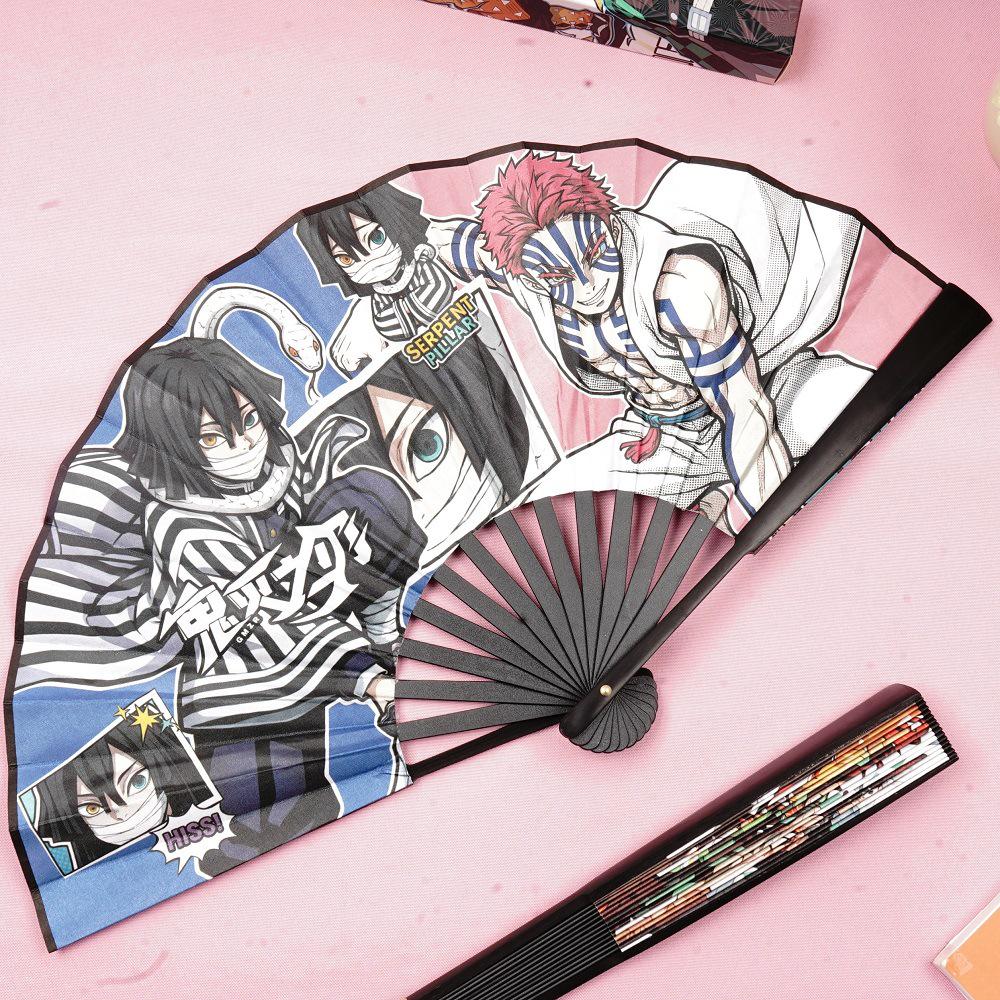 New 8-inch Folding Demon Slayer Fan: Cartoon Tanjiro & Nezuko Portable Summer Cool Fan