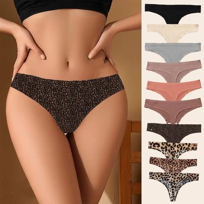 Sexy Seamless Thong Panties for Women Printed Breathable One-piece Low-rise Thong Panties