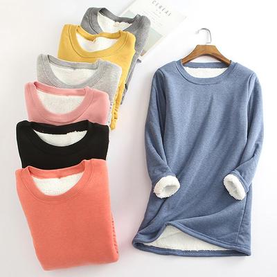 Women's Autumn Winter Plus Size Loose Thickened Velvet Warm Bottoming Shirt Top
