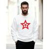 Herren Mehrlagiges Rotes Fünfzackiger Stern Muster Lässiges Rundhals-Sweatshirt