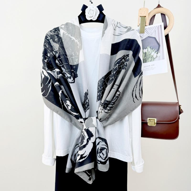 Creative New Personalized Retro Printing Long Scarf Spring and Summer Fashion Matching Temperament Scarf Cotton and Linen Shawl